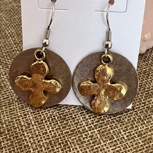 Gold and Silver Cross Earrings